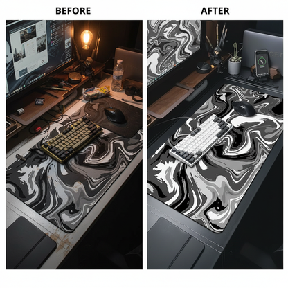 XXL Black and White Strata Liquid 900x400 Mouse Pad Computer Laptop Anime Keyboard Mouse Mat Large Mousepad Keyboards Desk Mat